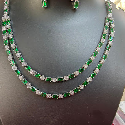 Twin Sparkle Layers necklace set