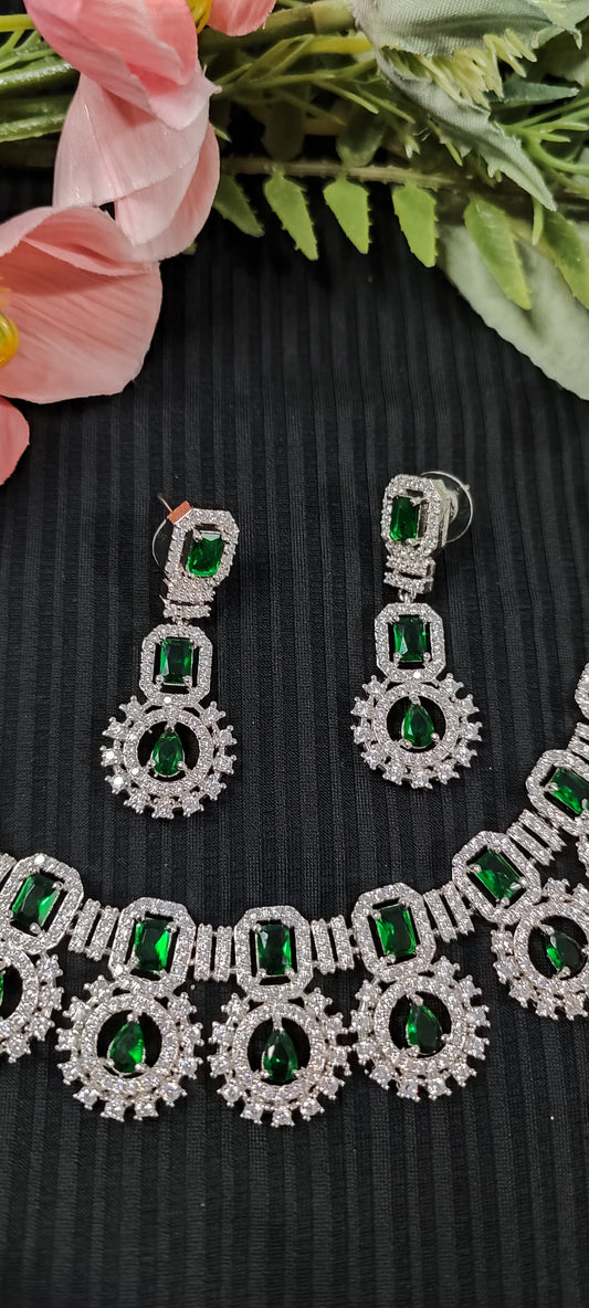 Green stone necklace set women