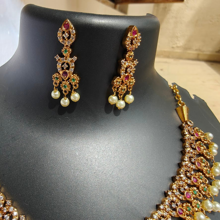 Regal Ruby Bloom Necklace Set