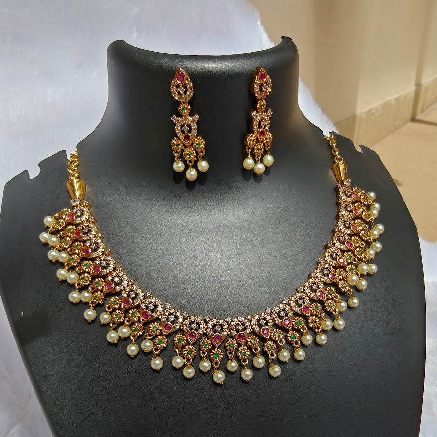 Regal Ruby Bloom Necklace Set